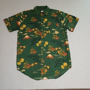 Star Wars Boba Fett Japanese Ukiyo-e Samurai Print Shirt Green Mens XS Cotton
